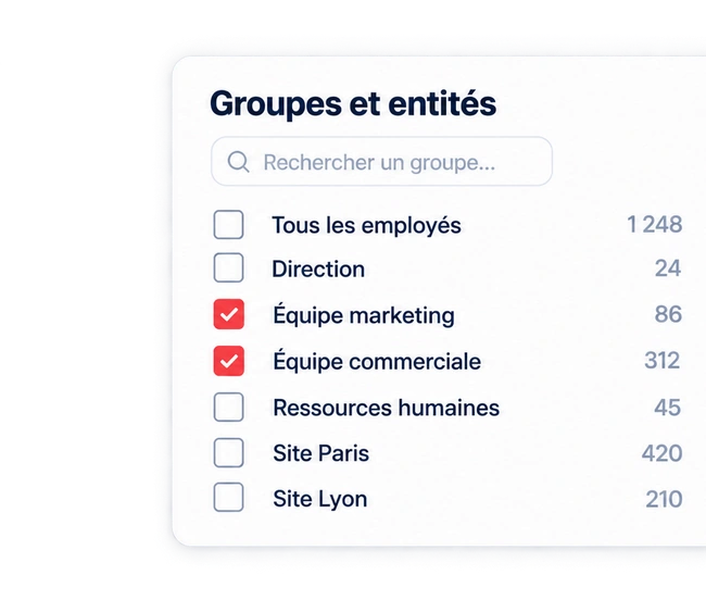 Illustration de planification : sélection des équipes qui recevront la bannière.