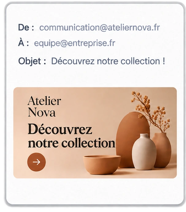 Exemple de la campagne Atelier Nova dans un email.