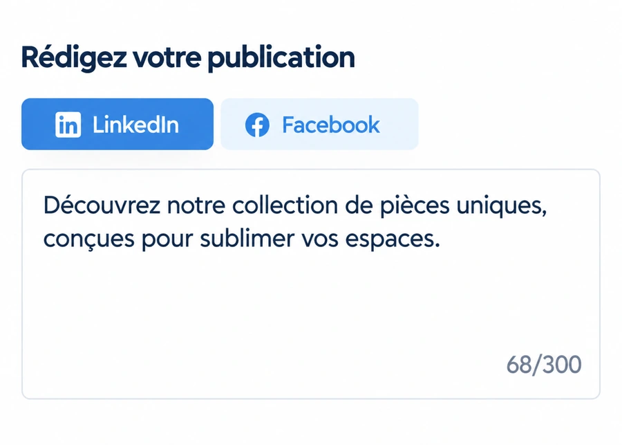 Étape 2 : personnalisation du texte de la publication pour LinkedIn et Facebook.